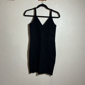 Guess Black V-Neck Slim Strap Mini Dress